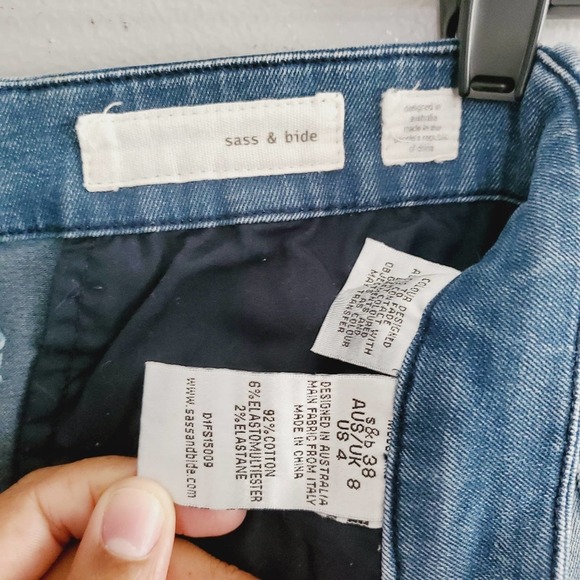 sass & bide Night Vision Denim Crop Distressed High Waist Jeans Women's Size 4 - Picture 8 of 9